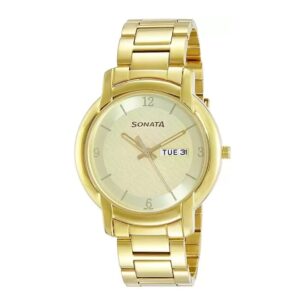 Sonata-7954YM07-Mens-Utsav-Champagne-Dial-Gold-Stainless-Steel-Strap-Watch