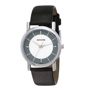 Sonata-7987SL01-Mens-White-Dial-Black-Leather-Strap-Watch