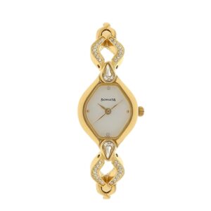 Sonata-8063YM03-WoMens-White-Dial-Golden-Metal-Strap-Watch