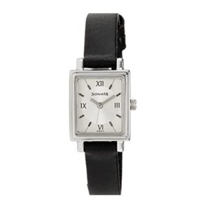 Sonata-8080SL01-WoMens-Silver-Dial-Black-Leather-Strap-Watch