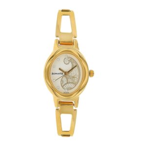 Sonata-8085YM02-WoMens-White-Dial-Golden-Stainless-Steel-Strap-Watch