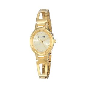 Sonata-8085YM05-WoMens-Pankh-Champagne-Dial-Gold-Stainless-Steel-Strap-Watch