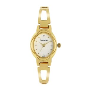 Sonata-8085YM07-WoMens-Pankh-White-Dial-Gold-Stainless-Steel-Strap-Watch