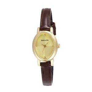 Sonata-8100YL02-WoMens-Champagne-Dial-Brown-Leather-Strap-Watch