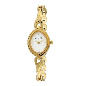 Sonata-8109YM01-WoMens-White-Dial-Golden-Metal-Strap-Watch