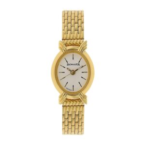 Sonata-8110YM02-WoMens-White-Dial-Golden-Stainless-Steel-Strap-Watch