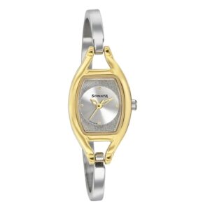 Sonata-8114BM01-WoMens-Pankh-Silver-Dial-Silver-Metal-Strap-Watch-Gold-Case