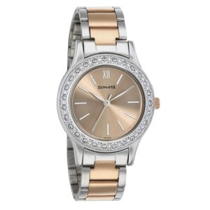 Sonata-8123KM01-WoMens-Blush-Rose-Gold-Dial-Silver-Gold-Stainless-Steel-Strap-Watch