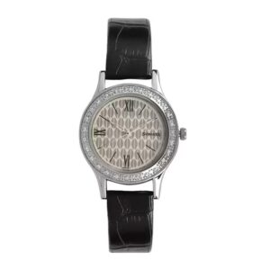 Sonata-8123SL03-WoMens-Stardust-White-Dial-Black-Leather-Strap-Watch