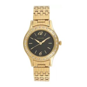 Sonata-8123YM02-WoMens-Stardust-Black-Dial-Gold-Stainless-Steel-Strap-Watch