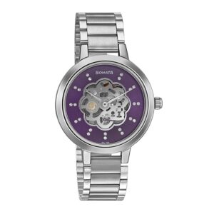 Sonata-8141SM13-WoMens-Purple-Dial-Silver-Stainless-Steel-Strap-Watch