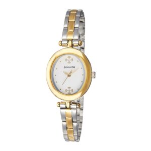 Sonata-8148BM01-WoMens-Wedding-Edition-White-Dial-Silver-Gold-Stainless-Steel-Strap-Watch