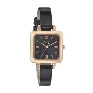 Sonata-8152WL01-WoMens-Blush-Black-Dial-Black-Leather-Strap-Watch