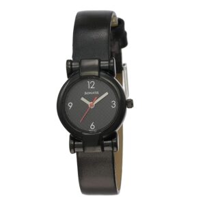 Sonata-8944NL01-WoMens-Black-Dial-Black-Leather-Strap-Watch