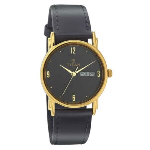 Titan-1445YL06-Men-s-WatchBlack-Dial-Black-Leather-Strap-Watch