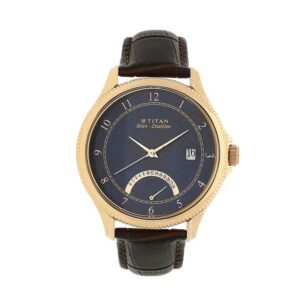 Titan-1704WL01-Men-s-WatchBlue-Dial-Brown-Leather-Strap-Watch