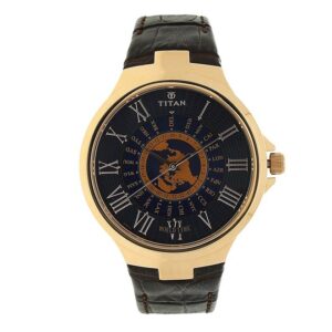 Titan-1706WL02-Men-s-WatchBlue-Dial-Brown-Leather-Strap-Watch