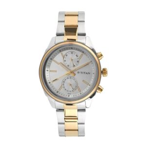 Titan-1733BM01-Men-s-WatchSilver-Dial-Silver-Gold-Stainless-Steel-Strap-Watch