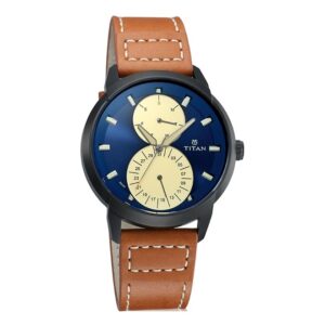 Titan-1756NL01-Men-s-WatchBlue-Dial-Brown-Leather-Strap-Watch