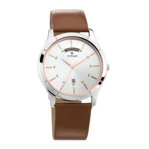 Titan-1767SL01-Men-s-WatchWhite-Dial-Brown-Leather-Strap-Watch