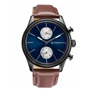 Titan-1805NL03-Men-s-WatchBlue-Dial-Brown-Leather-Strap-Watch