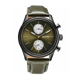 Titan-1805QL01-Men-s-WatchGreen-Dial-Green-Leather-Strap-Watch