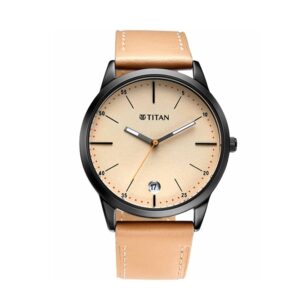 Titan-1806NL04-Men-s-WatchBeige-Dial-Beige-Leather-Strap-Watch