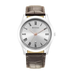 Titan-1823SL02-Men-s-WatchSilver-Dial-Brown-Leather-Strap-Watch