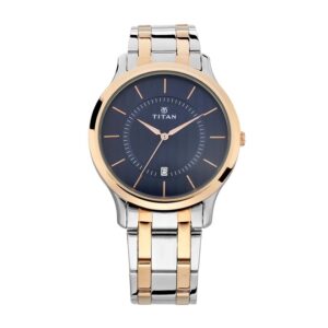 Titan-1825KM01-Men-s-WatchBlue-Dial-Silver-Gold-Stainless-Steel-Strap-Watch