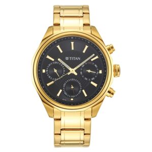 Titan-1829YM01-Men-s-WatchBlack-Dial-Gold-Stainless-Steel-Strap-Watch