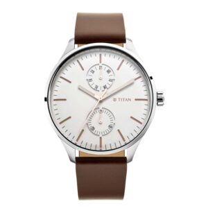 Titan-1833SL02-Men-s-WatchWhite-Dial-Brown-Leather-Strap-Watch