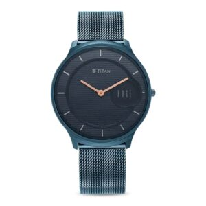 Titan-1843QM01-Mens-Analog-Watch-Edge-Collection-Blue-Dial-Blue-Mesh-Band