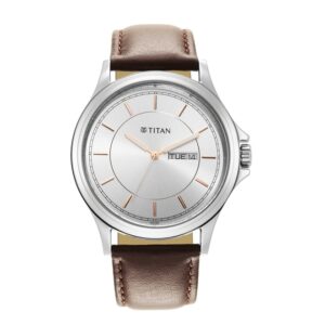 Titan-1870SL03-Mens-Watch-Silver-Dial-Brown-Leather-Strap-Watch-