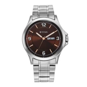 Titan-1870SM02-Men-s-WatchBrown-Dial-Silver-Stainless-Steel-Strap-Watch