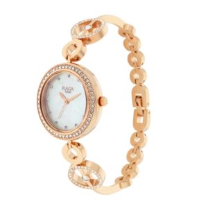 Titan-2539WM03-WoMens-Watch-Raga-White-Dial-Rose-Gold-Stainless-Steel-Strap-Watch-