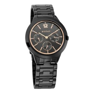 Titan-2588NM01-WoMens-Watch-Black-Dial-Black-Stainless-Steel-Strap-Watch-