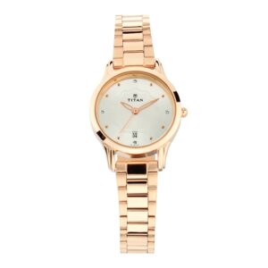 Titan-2628WM01-WoMens-Watch-Silver-Dial-Rose-Gold-Stainless-Steel-Strap-Watch-