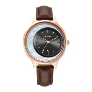 Titan-2648WL04-WoMens-Watch-Black-Dial-Brown-Leather-Strap-Watch-