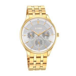 Titan-90127YM04-Mens-Opulent-III-Collection-Analog-Watch-Silver-Dial-Golden-Stainless-Steel-Band