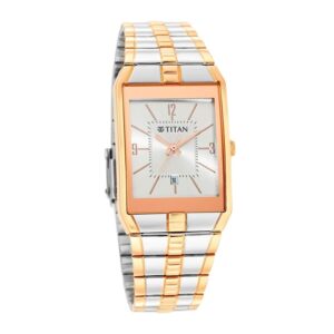 Titan-9151KM01-Mens-Watch-Silver-Dial-Silver-Rose-Gold-Stainless-Steel-Strap-Watch