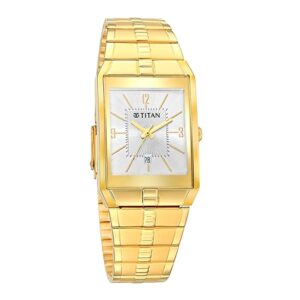 Titan-9151YM06-Mens-Watch-White-Dial-Gold-Stainless-Steel-Strap-Watch