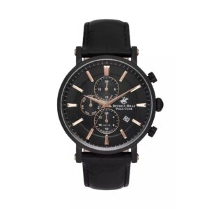 Beverly Hills Polo Club Men's Watch, Analog, Black Dial, Black Leather Strap, BP3548X.651