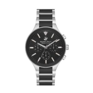 Beverly Hills Polo Club Men's Watch, Analog, Black Dial, Black & Silver Stainless Steel Strap, BP3594X.350