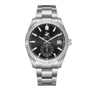 Beverly Hills Polo Club Men's Watch Analog Black Dial With Silver Stainless Steel Band, BP3652X.350