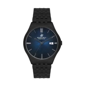 Beverly Hills Polo Club Men's Watch, Analog, Blue Dial, Black Stainless Steel Strap, BP3579X.690