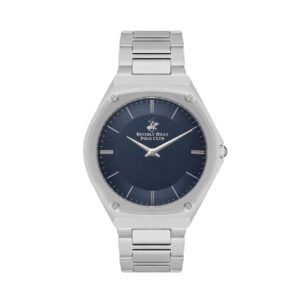 Beverly Hills Polo Club Men's Watch, Analog, Blue Dial, Silver Stainless Steel Strap, BP3545X.390