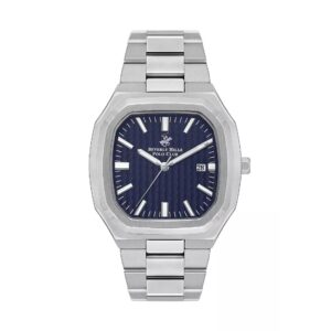 Beverly Hills Polo Club Men's Watch, Analog, Blue Dial, Silver Stainless Steel Strap, BP3547X.390