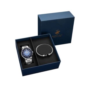 Beverly Hills Polo Club Men's Watch Analog Blue Dial With Silver Stainless Steel Band, BP3655X.303