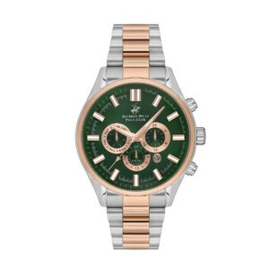 Beverly Hills Polo Club Men's Watch, Analog, Green Dial, Silver & Rose Gold Stainless Steel Strap, BP3395X.570