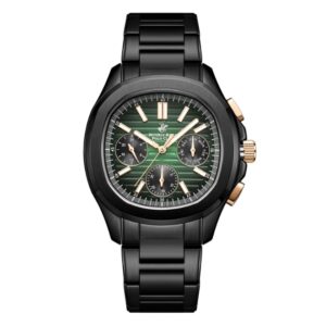 Beverly Hills Polo Club Men's Watch Analog Green Dial with Black Stainless Steel Band, BP3212X.671